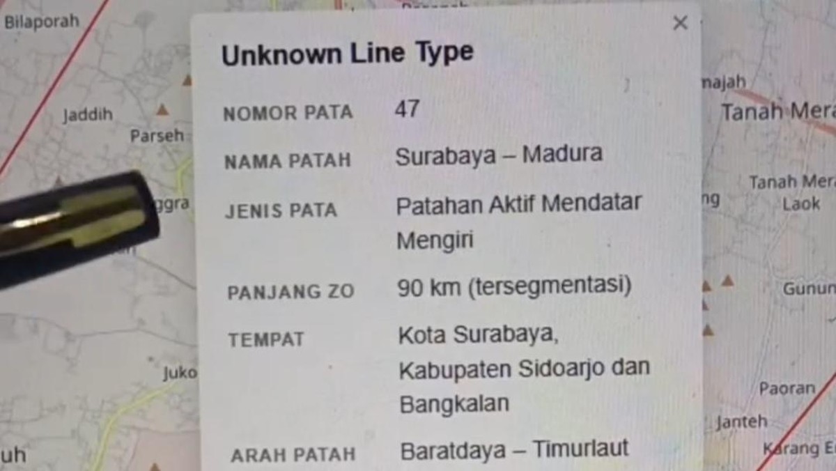 Visual informasi sesar aktif Surabaya-Madura